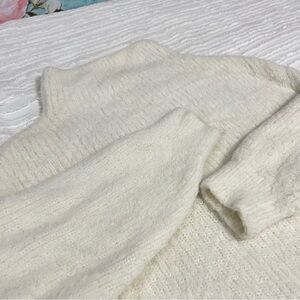 Aritzia Wilfred Medium Montpellier Oversize Fuzzy Eyelash Sweater Cream Mockneck